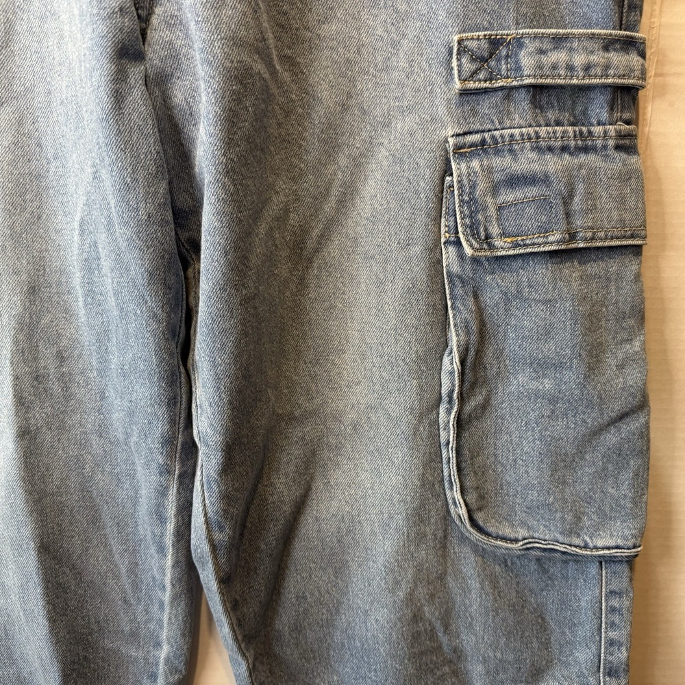 Forever 21 Women's XL NWT Denim Cargo Jogger Pants Y2K Streetwear Utility - Picture 5 of 14